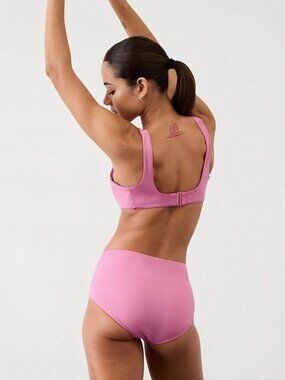 New Athleta S Classic High Rise Swim Bikini Full Bottom Peonies Pink Small